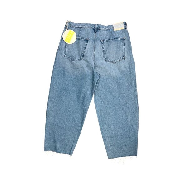 Mother Snack Double Prep Fun Dip Flood Fray Jeans Size 34 Cropped Raw Hem NWT - Picture 2 of 8